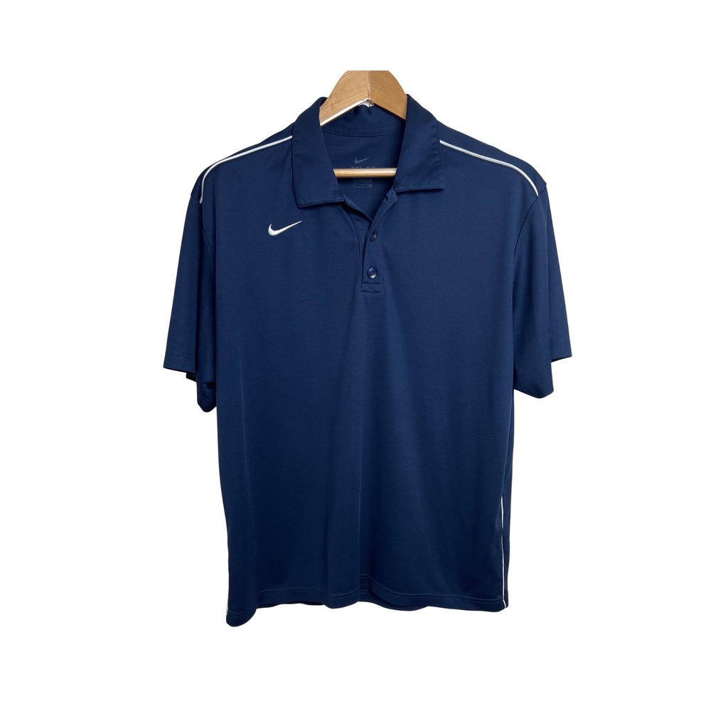 Nike Polo Shirt Mens XL Navy Blue Dri-Fit Short Sleeve Athletic Golf C9